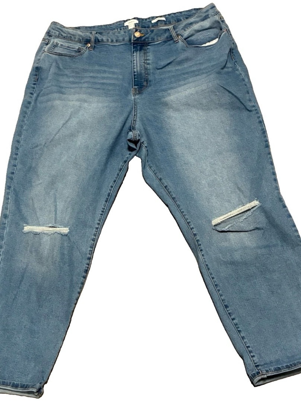 Forever 21+ Womens Size 22 Boyfriend Jeans Distressed Ripped Light Wash Stretch